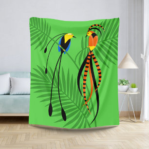 Bright Colourful Birds of Paradise Sherpa Blanket