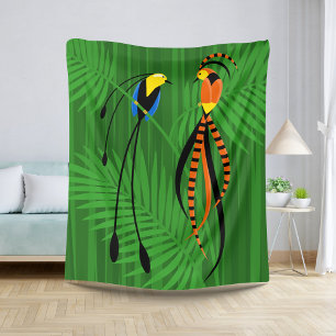 Bright Colourful Birds of Paradise Sherpa Blanket