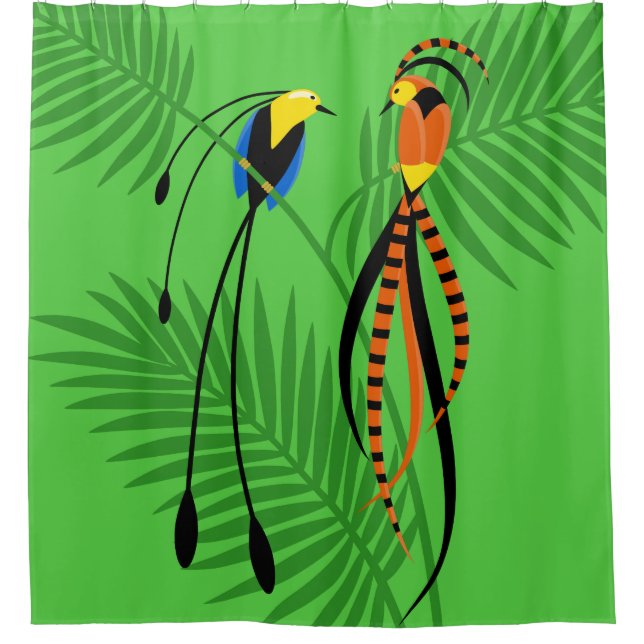 Bright Colourful Birds of Paradise Shower Curtain (Front)