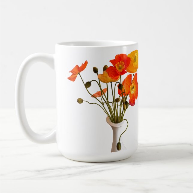 Bright colourful bouquet of poppies  coffee mug (Left)