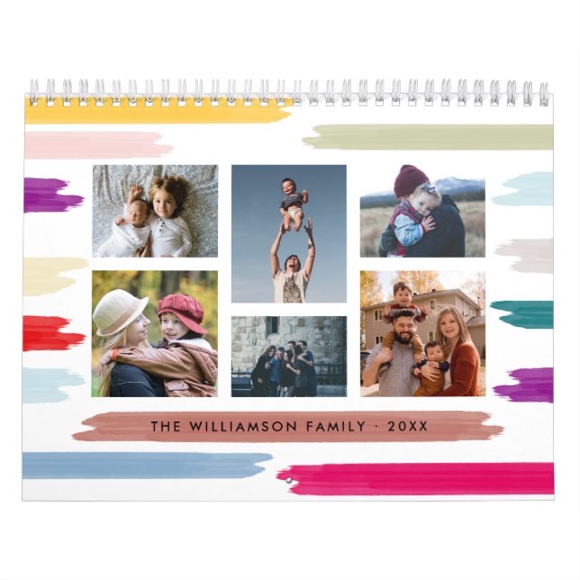 Bright & Colourful Brush Strokes 12 Month Photo Calendar (Cover)