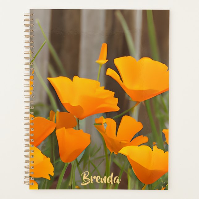 Bright Colourful California Poppies Personalised Planner (Front)