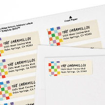 Bright Colourful Chequerboard Return Address