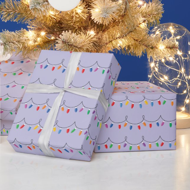Bright Colourful Christmas Lights Glowing Seamless Wrapping Paper (Holidays)