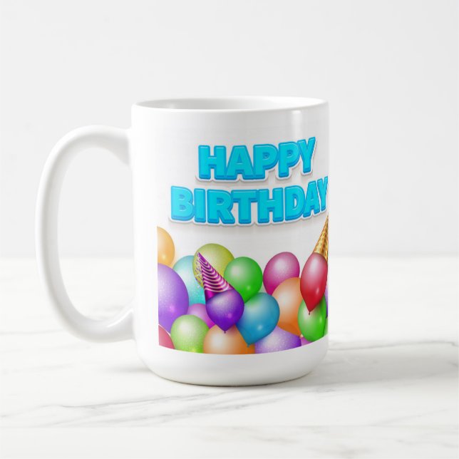Bright Colourful Customisable Birthday Mug (Left)