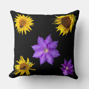 Bright Colourful Cut Out Flowers Throw Pillow