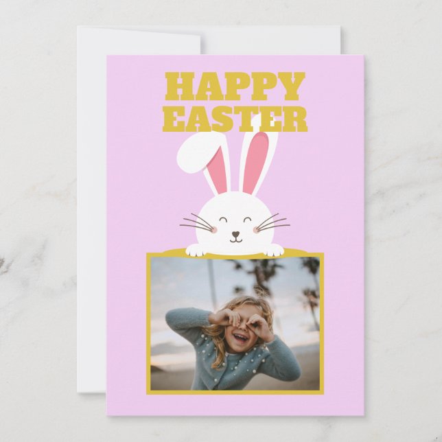 bright colourful cute cartoon bunny photo easter h holiday card (Front)