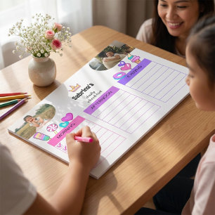 Bright Colourful Cute Kids Daily Checklist Photo Notepad