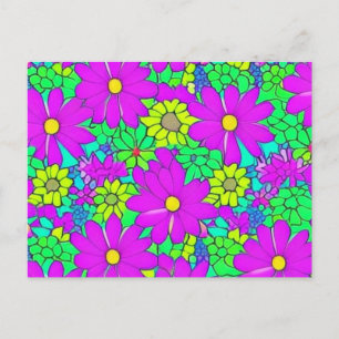 bright colourful daisies flower  postcard