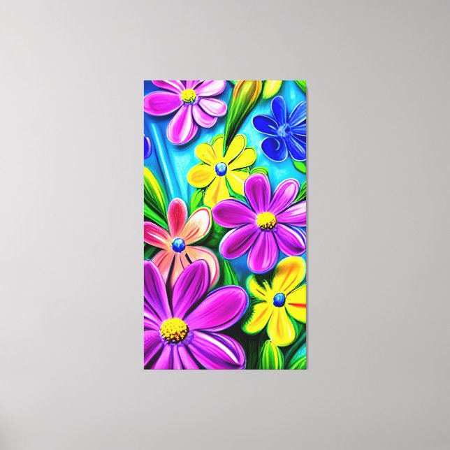 Bright Colourful Daisy Flowers Canvas Print (Front)