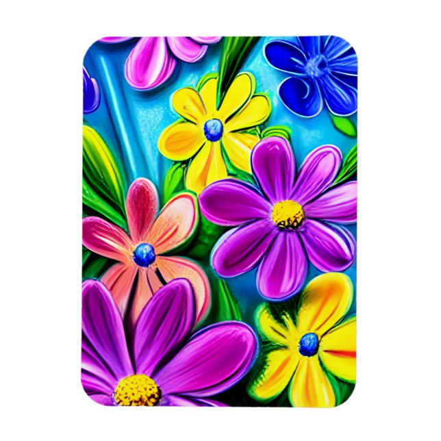 Bright Colourful Daisy Flowers Magnet (Vertical)