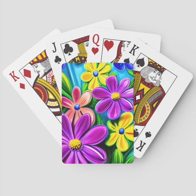 Bright Colourful Daisy Flowers Playing Cards (Back)