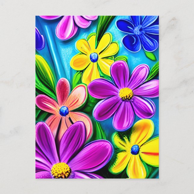 Bright Colourful Daisy Flowers Postcard (Front)