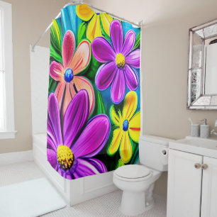Bright Colourful Daisy Flowers Shower Curtain