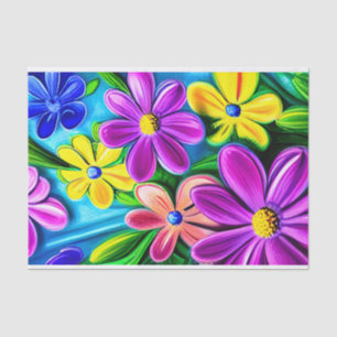 Bright Colourful Daisy Flowers Tissue Paper
