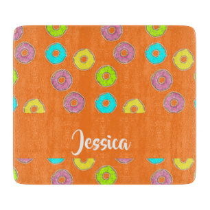 Bright colourful doughnuts cutting board