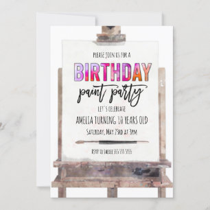 Bright Colourful Easel Paint Party Kids Birthday Invitation