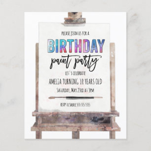 Bright Colourful Easel Virtual Paint Party Birthda