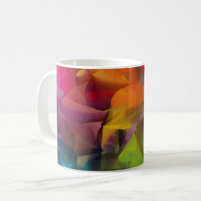Bright Colourful Feather Art Coffee Mug (Front Left)