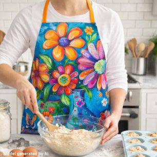 Bright Colourful Floral Apron
