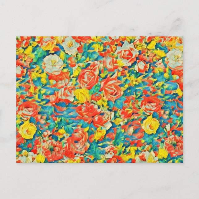 Bright Colourful Floral Blossoming Garden Fine Art Postcard (Front)