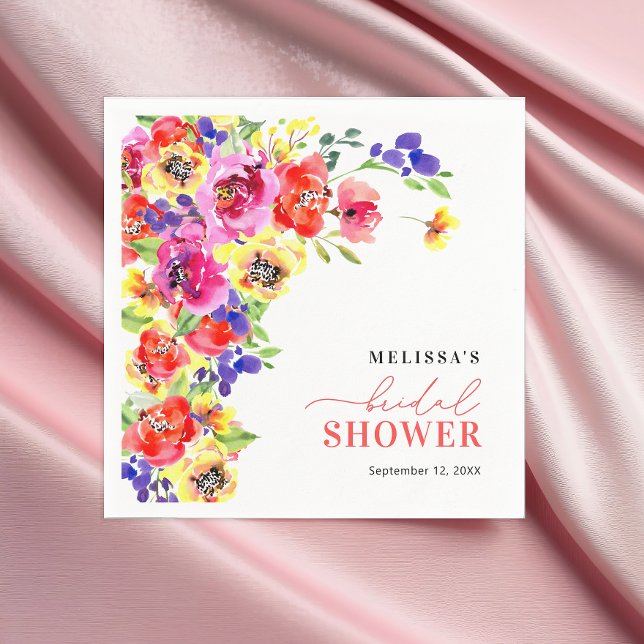 Bright Colourful Floral Bridal Shower Napkin (Creator Uploaded)