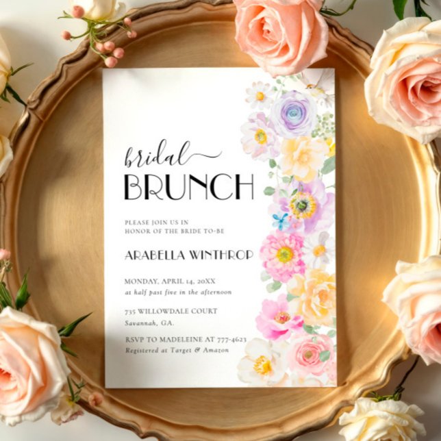 Bright Colourful Floral Garden Bridal Brunch Invitation (Creator Uploaded)