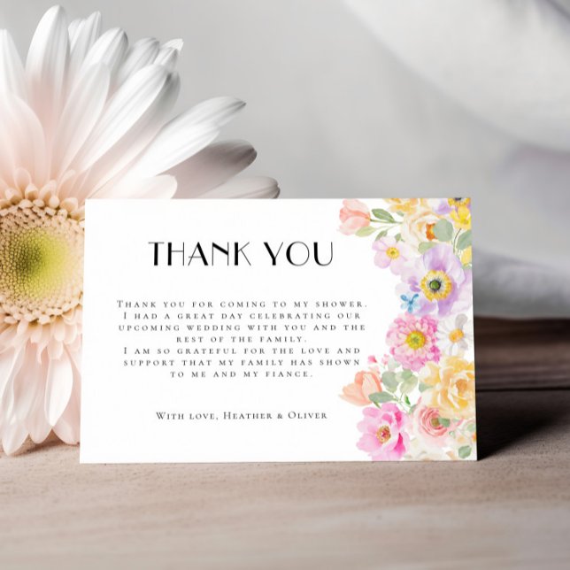 Bright Colourful Floral Garden Bridal Shower Thank You Card (Creator Uploaded)