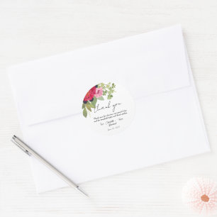 Bright & Colourful Floral Garden Wedding Thank You Classic Round Sticker
