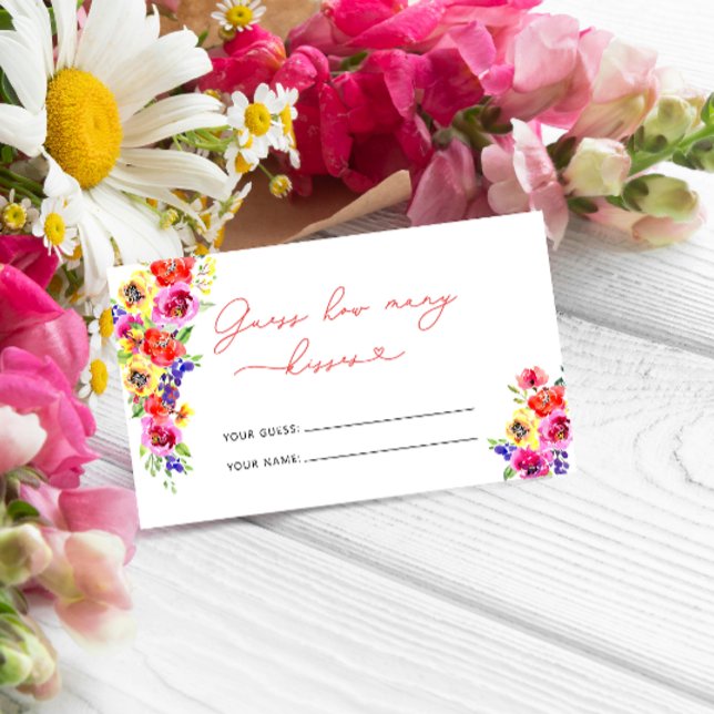 Bright Colourful Floral How Many Kisses Bridal Gam Enclosure Card (Creator Uploaded)