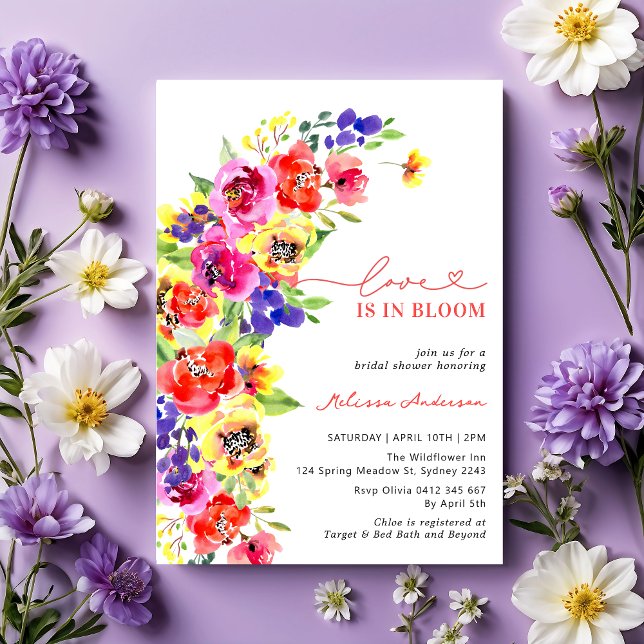 Bright Colourful Floral Love in Bloom Bridal Showe Invitation (Creator Uploaded)