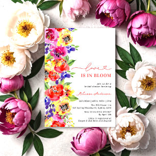 Bright Colourful Floral Love in Bloom Bridal Showe Invitation