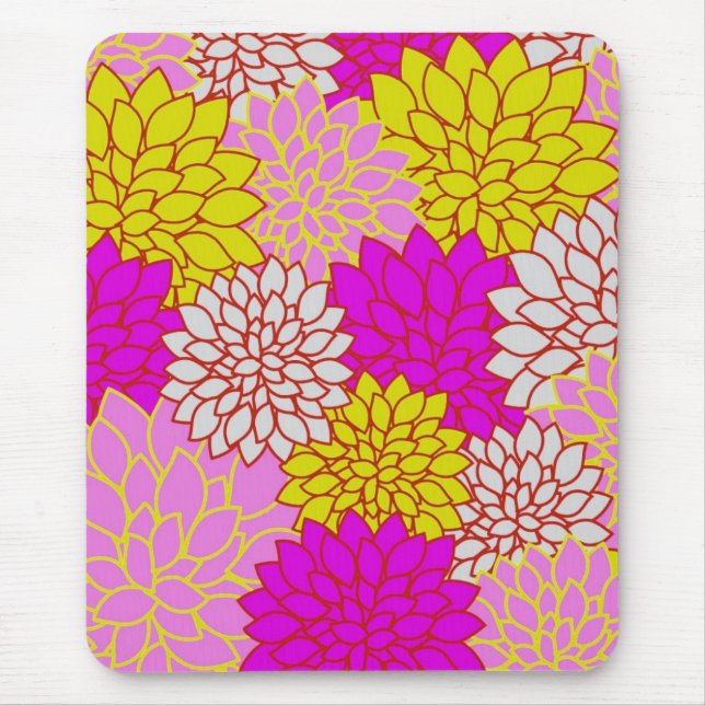 Bright Colourful Floral Mousepad (Front)