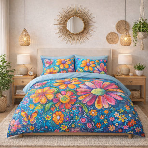 Bright Colourful Floral Pillowcase