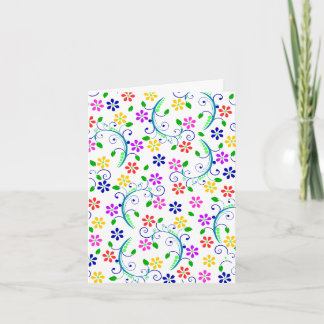 Bright, Colourful, Floral Swirly Birthday Card