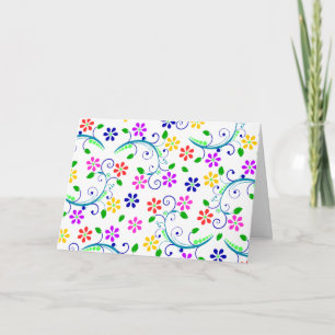 Bright, Colourful Floral Swirly Birthday Card