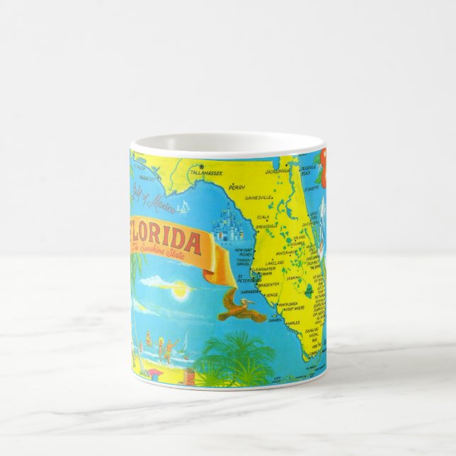Bright, Colourful Florida Postcard Map Mug (Center)