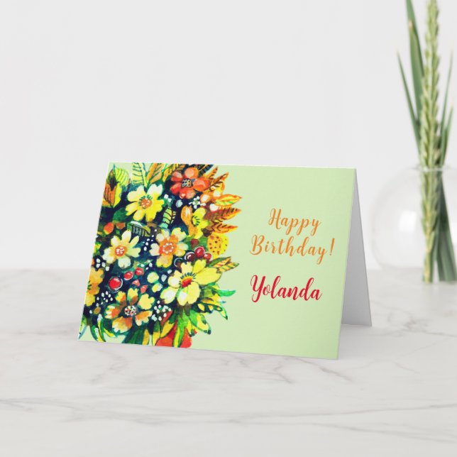 Bright colourful flowers Flat Holiday Card (Front)