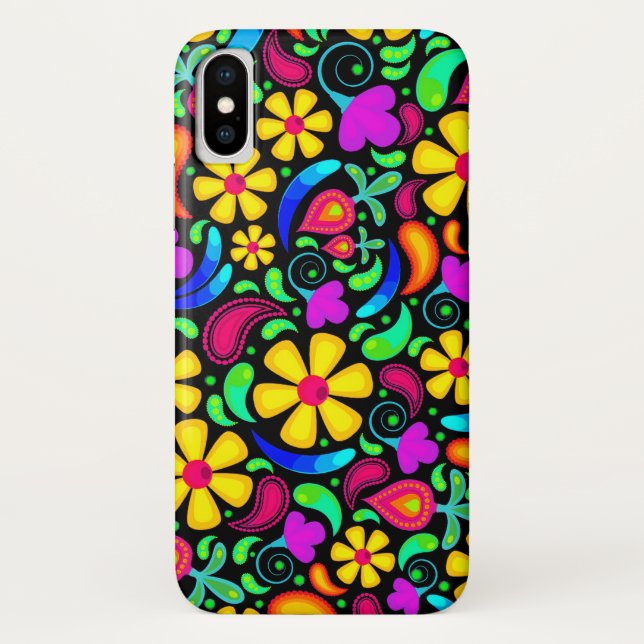 Bright Colourful Flowers iPhone X Case (Back)