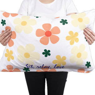 Bright Colourful Flowers Pattern Custom Decorative Cushion
