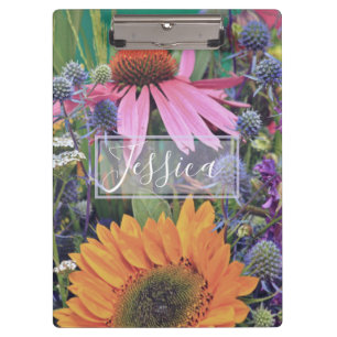 Bright Colourful Flowers Photo Personalised Clipboard