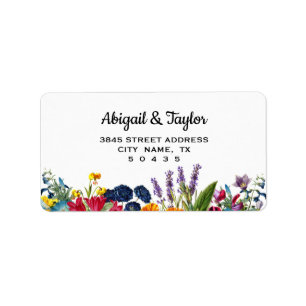 Bright Colourful Flowers Wedding Address Label