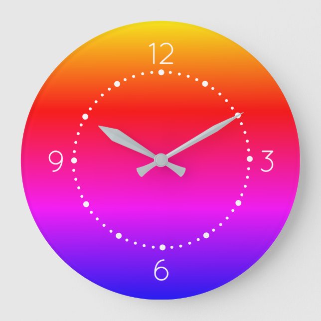 Bright Colourful Flowing Colour Field Cheerful Large Clock (Front)