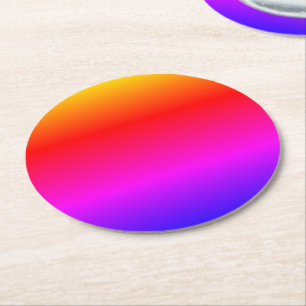 Bright Colourful Flowing Colour Field Cheerful Round Paper Coaster