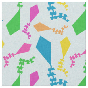 Bright Colourful Flying Kites in the Sky Fabric