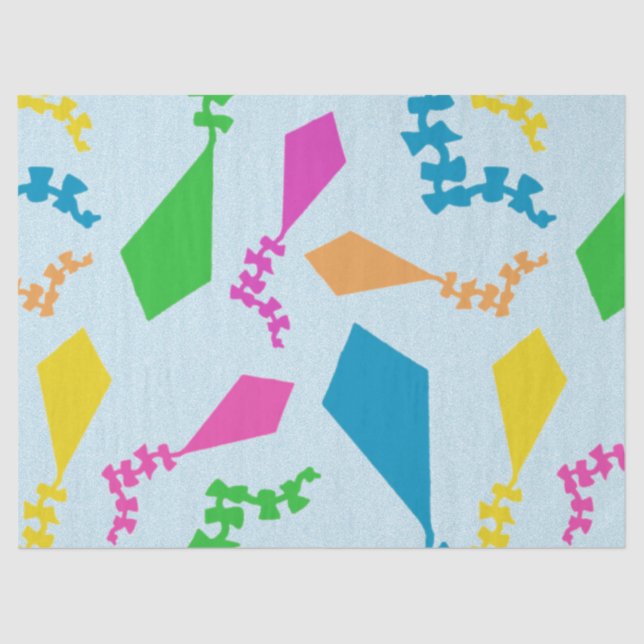 Bright Colourful Flying Kites in the Sky Tissue Paper (Front)