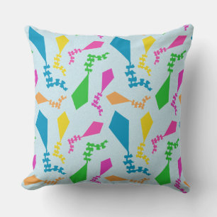 Bright Colourful Flying Kites Pattern Cushion