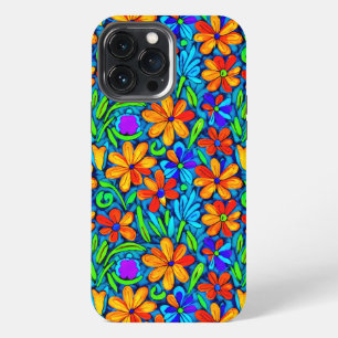 Bright Colourful Folk Art Flowers iPhone 13 Pro Max Case