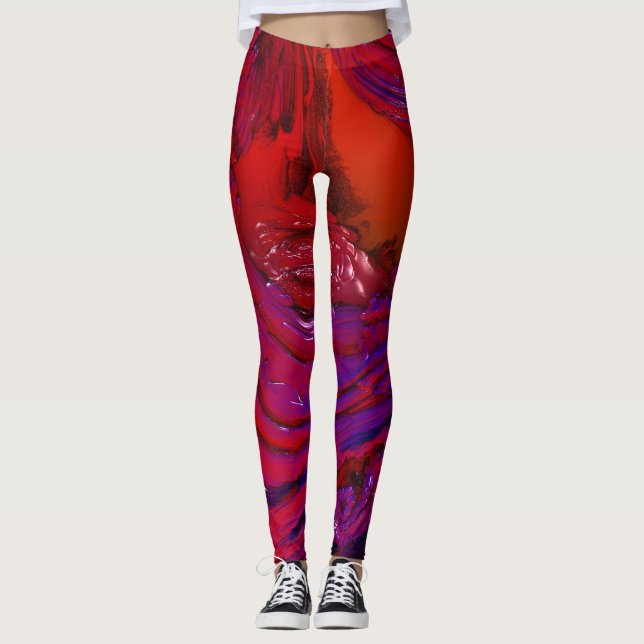 Bright Colourful Fractal Art Leggings (Front)