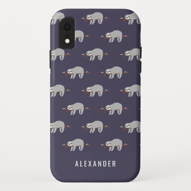 Bright colourful fun cartoon sloth Case-Mate iPhone case (Back)